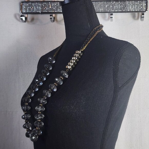 Chico's Vtg Mesh Caged Crystal Gold Metal Beads w/Rhinestone Bling 34" Necklace - Picture 8 of 16